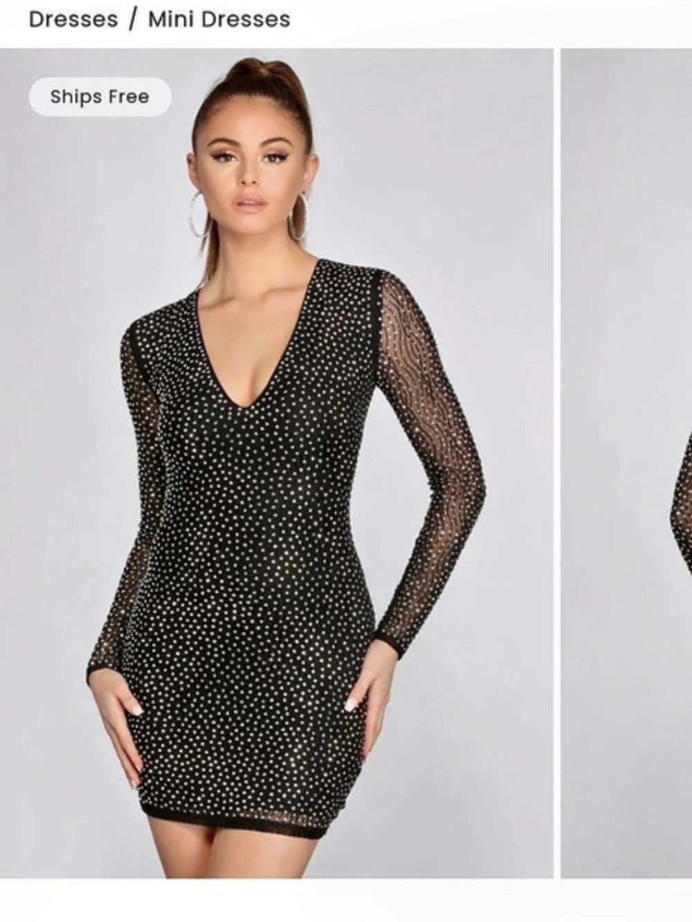 Windsor Ria Heat Stone Formal Mini Dress Mini Dress in Black & Silver Like New M